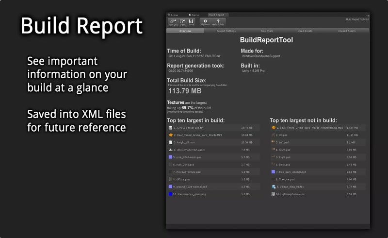 Unity插件 – 构建报告工具 Build Report Tool